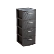 PLASTICOS MQ 4-Drawer Storage Cabinet 31.5 in. H x 15 in. D x 12.6 in. W in Espresso 393-WEN